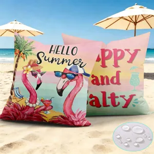 Waterproof Polyester Throw Pillow Cover Summer Beach Flamingo Printed Decorative Cushion Cover For Sofa Home Decor