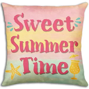 Summer beach watercolor printed throw pillow cover outdoor sofa cushion vacation style