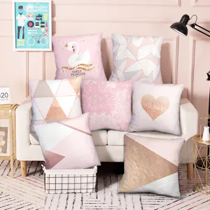 Nordic Waterproof Polyester Pillowcase Geometric Swan Heart Printed Decorative Cushion Cover For Sofa Bedroom Home Decor