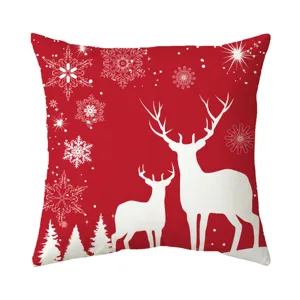 Christmas deer throw pillow cover red white snowflake decorative cushion case for home sofa