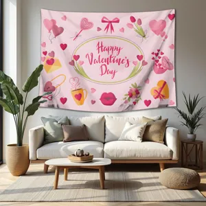 Valentine's Day heart wall tapestry pink romantic bedroom backdrop festival decor fabric