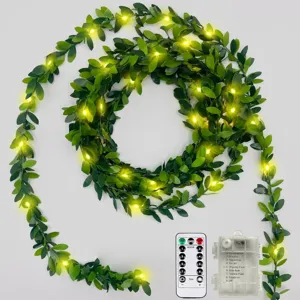 Guirlande Lumineuse Décorative en Fil de Cuivre LED Feuille Verte Solaire Guirlandes Lumineuses Pour Noël Jardin Fête Extérieure Décoration Intérieure