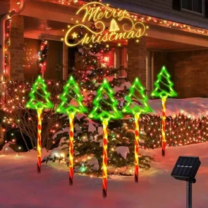 Lumières de Pelouse d'Arbre de Noël Solaire Extérieur Imperméable LED Jardin Lumières Décoratives Pour Cour Allée Fête De Vacances
