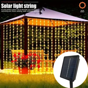 Catena Luminosa a Tenda Solare Impermeabile Esterno Luci Natalizie Matrimonio Giardino Festa Decorazione