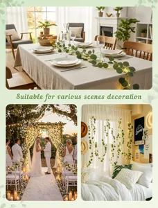 Guirnalda de eucalipto con luces LED para decoración de pared y fiesta de bodas detalles