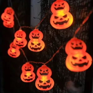 Αποκριάτικη φωτεινή γιρλάντα LED Halloween με διπλό σχέδιο κολοκύθας για διακόσμηση.