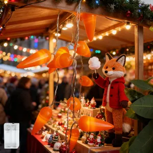 Guirnalda de luces zanahoria con caja de pilas, ideal para decoracion habitacion infantil.