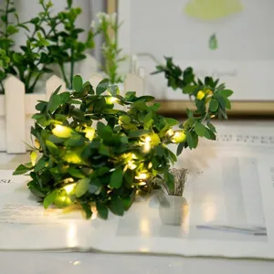 Guirlande lumineuse LED fil de cuivre vigne feuilles vertes artificielles deco chambre.
