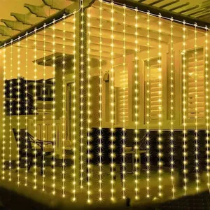 Catena luminosa solare LED tenda 3x3m luce calda esterna decorazione giardino natale