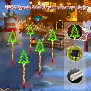 Guirlande lumineuse solaire arbre de noel piquets exterieur jardin decoration LED.
