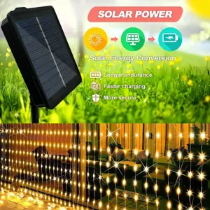 Catena luminosa solare esterna impermeabile LED per decorazione natalizia giardino 3x3m