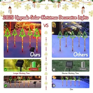 Guirlande lumineuse solaire sapin de Noel piquet de jardin etanche avec 12h dautonomie