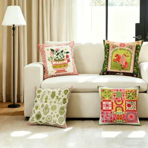 Bohemian Vintage Floral Plaid White Dove Printed Linen Cushion Cover Decorative Pillowcase For Home Living Room