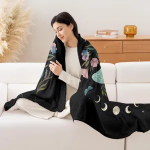 Vintage Moth Insect Print Flannel Blanket Soft Cozy Warm Throw Blanket Modern Minimalist Home Bedroom Living Room Bed Decor