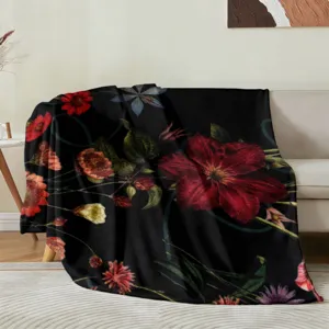 Couverture jeté imprimé floral vintage douce et confortable pour salon canapé déco