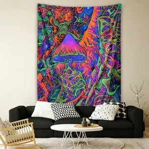 Psychedelic mushroom tapestry starry sky universe wall hanging for bedroom living room dorm decor