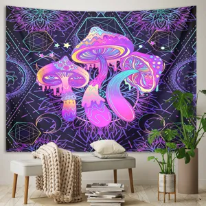 Psychedelic mushroom tapestry starry universe wall hanging for bedroom living room decor