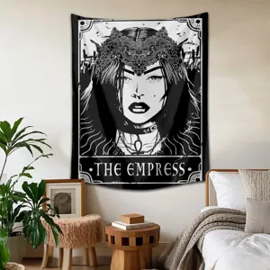 Vue détaillée de la tapisserie murale de tarot avec illustration de déesse pour décoration