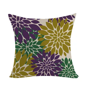 Bohemian floral throw pillow cover, vibrant dahlia print cushion case for sofa home decor.