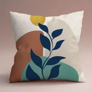 Housse de coussin geometrique Morandi feuille verte, taie doreiller de canape moderne sans interieur.