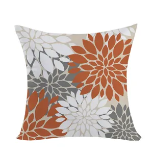 Detailed view of bohemian style dahlia floral pattern throw pillow cover, vibrant and cozy.