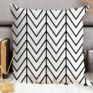 Modern black and white geometric pattern pillow cover for sofa bedroom home decor.