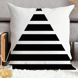Black and white geometric cushion cover detail, abstract minimalist design for home decor