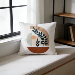 Housse de coussin géométrique verte style Morandi, taie d'oreiller moderne pour salon.