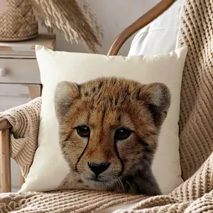 Noordse stijl realistische baby cheetah dierendruk kussenhoes voor bank huisdecoratie