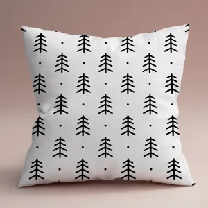 Housse de coussin nordique minimaliste motif pin, taie d'oreiller géométrique noir et blanc canapé.