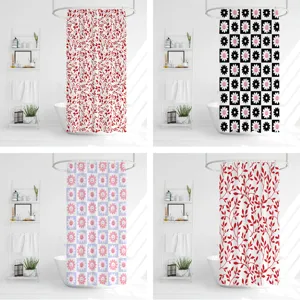 Waterproof polyester shower curtain for bathroom, stylish pattern bath curtain divider.
