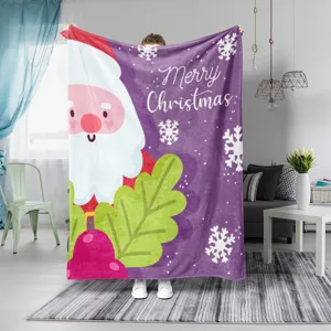 Christmas Flannel Blanket Soft Warm Fleece Throw Blanket for Office Nap Kids Bed Sleep Travel Holiday Home Decor