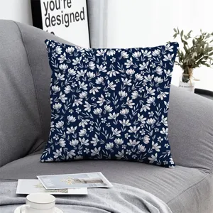 Blue white floral throw pillow cover decorative pillowcase for sofa living room bed 45x45 cm
