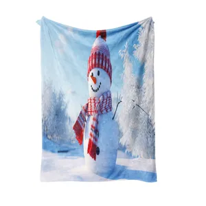 Weihnachten Schneemann Flanell Decke winterlich warme Kuscheldecke fur Sofa Bett Buro