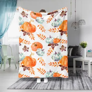 Manta de franela de calabaza de Halloween, manta acogedora de otoño para cama, oficina y coche.