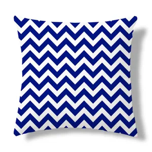Housse de coussin chevron bleu et blanc, style nordique geometrique housse de sofa.