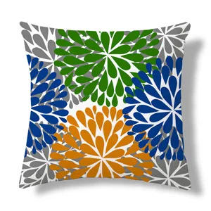 Abstract floral pattern square throw pillow cushion detail close up view for home decor sofa