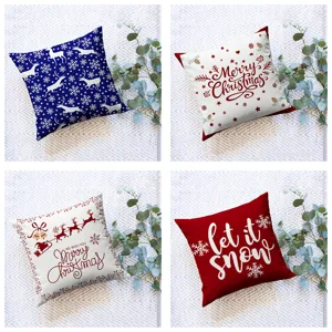 Christmas Throw Pillow Cover Polyester Festive Snowflake Elk Printed Cushion Case Nordic Style Home Sofa Decorative Pillow
