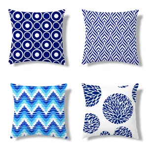 Housse de Coussin en Polyester Imprimé Géométrique Minimaliste Pour Salon Canapé Lit Voiture Décoration Intérieure
