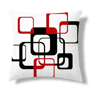 Geometrische kussenhoes moderne abstracte zwart-rode vierkante kussenhoes voor in de sofa