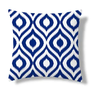Housse de coussin géométrique bleue et blanche, taie d'oreiller moderne nordique pour canapé.
