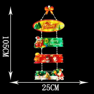 Guirlande lumineuse LED de porte de Noël panneau décoratif avec éléments festifs 105cm