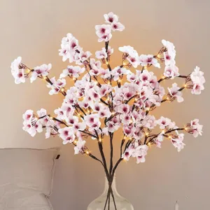 Branche d'Arbre de Cerisier Artificielle avec LED Lumineuses pour Décoration Intérieure Veilleuse de Table