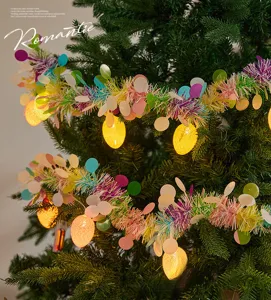 Easter egg string lights decorative tinsel ribbon holiday hanging fairy lights for party home decor