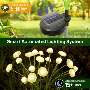 Solar mushroom garden light for outdoor yard and lawn decoration with smart lighting.