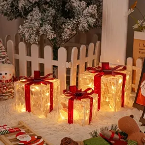 Faltbare Leuchtende Weihnachtsgeschenkbox Transparente LED Beleuchtete Geschenkschachten Festliche Heimdekoration Für Feiertagsparty