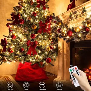 Catena luminosa LED di Natale con telecomando timer scatola batterie impermeabile verde