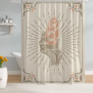 Waterproof polyester shower curtain with vintage crystal design for modern bathroom decor.