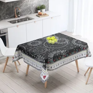 Mantel estampado digital de poliéster impermeable para mesa de comedor de cocina