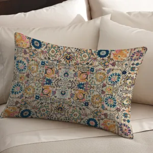 Funda de cojín estilo persa vintage, cojín decorativo floral bohemio para sofá y cama.